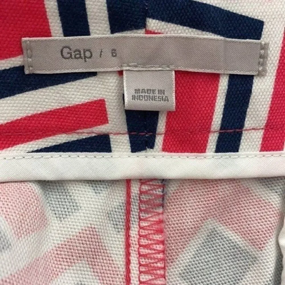 Gap Women Pink Blue White Clean Front Shorts Size 6